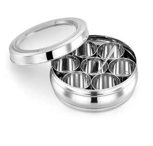 Boîtes à épices en acier inoxydable Émail Imprimé Designer 7 compartiments Royal Crafts Boîte à épices en acier de qualité supérieure - Product Image 3