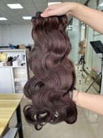 Paquets de vague de corps cambodgiens de couleur chocolat matériaux de cheveux épais pas cassé pas d'emmêlement et perte vendeur de cheveux vierges crus