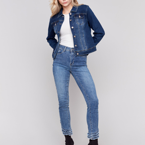 Meilleure veste en denim d'hiver pour femmes avec col rabattu épais Décoration en fourrure de style High Street Respirant Haus Industries - Product Image 3