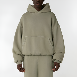 Sweat-shirt à capuche unisexe surdimensionné, couleur unie, en coton French Terry, décontracté, avec poche, respirant, séchage rapide, 360g, coupe classique - Product Image 2