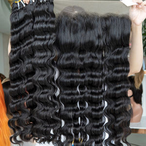 Extensiones de cabello humano virgen real para mujer, ondas sueltas personalizables, mechones de pelo liso crudo largo suave a la moda, cinta preadherida - Product Image 1