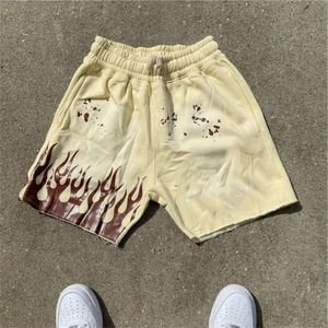 Pantalones cortos de sudor de lavado ácido de algodón 100% unisex sueltos con logotipo personalizado OEM para hombres - Product Image 1