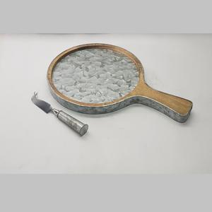 Planche à découper rectangulaire en bois avec bordure galvanisée, planche à servir le fromage, passe au lave-vaisselle, 2 cm d'épaisseur, durable, facile à nettoyer - Product Image 6