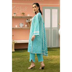 Conjunto de traje de tela estampada sin coser de 3 piezas azul para mujer - Product Image 2