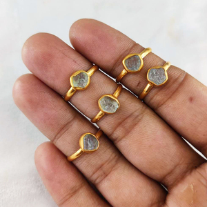 Aquamarine Natural Raw Birthstone <b>Ring</b> 925 Sterling Silver Rose Gold & Rhodium Plated Gemstone Jewelry - Product Image 2