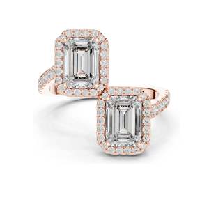 Bague halo en diamant de laboratoire taille émeraude 2,4 carats pour femme, clarté VVS-VS EF, or 18 carats, 14 carats, 10 carats et argent 925, rose, jaune - Product Image 1