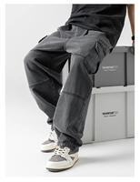 Jeans pour hommes de haute qualité, personnalisés, à la mode, gris noirâtre, baggy cargo, coupe droite, nouveau style de jeans grande taille en coton/élasthanne