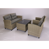 Ensemble de salon de jardin confortable et moderne en rotin tressé Mora, 2 tabourets, coussin de siège de 6 cm, mobilier d'extérieur pour hôtel Phu