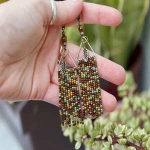 Pendientes de flecos con cuentas hechos a mano, Pendientes chapados en plata de latón, pendientes de estilo suroeste para mujeres y niñas, ropa para fiesta de boda - Product Image 4