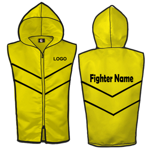 Combinaison de veste, short et gilet en satin jaune sans manches, respirante, pour entraînement, unisexe adulte, boxe, tissu polyvalent - Product Image 4