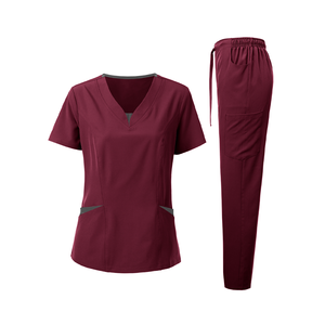 Verano Hospital Scrubs Uniformes Lavable Elástico Mujeres y Hombres Scrub Sets para Hospital - Product Image 5