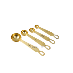 ชุดช้อนตวงชาหรูหราสำหรับตกแต่งแนวแฟนซีสีทอง - Product Image 6