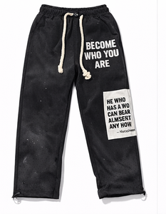 Ensemble de survêtements streetwear d'hiver en gros |   Sweat à capuche orné de strass et déchiré, style jogger |   Hip Hop en coton 100% lourd - Product Image 3