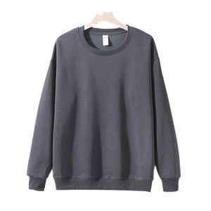 Personnalisable 100% coton polaire sweat à manches longues pull col rond brodé solide lavé sweat pour l'hiver - Product Image 4