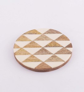 Triangle Brown White MDF <b>Table</b> <b>Coaster</b> with Stand - Product Image 3