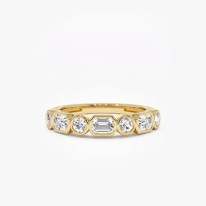 Bague de mariage lumineuse en diamant 0.95ct 14k serti d'émeraude et rond cultivé en laboratoire 0.95ct pour femme faite avec amour et lumière - Product Image 3