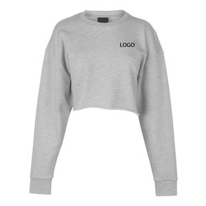 Camiseta recortada de moda para mujer, Camiseta de algodón liso con estampado personalizado para mujer, Tops cortos informales de verano - Product Image 1