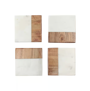 Posavasos aislados de mármol y madera, barra de comedor cuadrada, posavasos de madera, herramientas, decoración y accesorios de mesa - Product Image 2