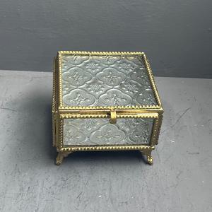 <b>Small</b> Jewelry <b>Box</b> with Brass & Glass Storage Organizer for Necklace and Ring-<b>Gift</b> Purpose - Product Image 1