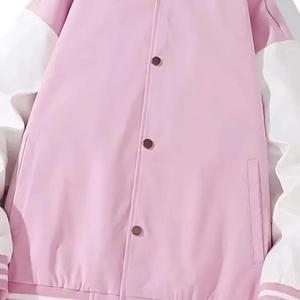 แจ็กเก็ตทีมโรงเรียนแบบคลาสสิกสำหรับผู้ชายแจ็คเก็ตผู้ชายสีดำผ้าขนสัตว์แขนเสื้อหนังและกระดุมกระดุมสแนป - Product Image 2