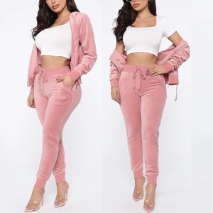Conjunto de 2 Piezas para Mujer a la Moda, Sudadera Informal con Capucha y Cremallera de Algodón, Pantalones de Pierna Ancha de Cintura Alta, Conjunto Deportivo Elegante para Mujer - Product Image 3
