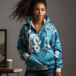 Sweat à capuche surdimensionné à fermeture éclair pour femme coupe ample imprimé graphique sweat à capuche zippé pour femme - Product Image 6