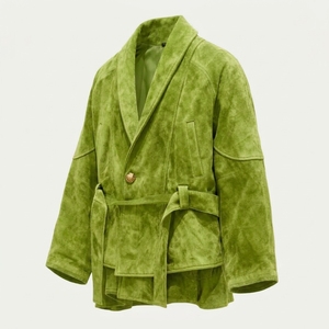 Manteau en daim pour homme, style décontracté, avec ceinture, veste chaude à manches longues, vêtement d'extérieur, fabricant sur mesure - Product Image 5