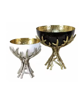 2025 plus beau bol de service en métal doré avec fleur décorative centre de table bol de service pour la décoration de pièce maîtresse de mariage - Product Image 6