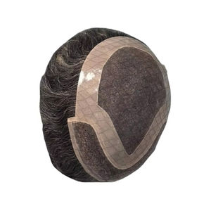 Perruque Taz Hair BD en cheveux humains, ondulée, prothèse, 100% cheveux chinois Remy, toupet à dentelle frontale avec base mono - Product Image 2