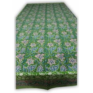 Mantel Rectangular Floral Verde de Algodón y Lino 100% con Estampado Artesanal de la India, 60*90 Pulgadas, para Uso Doméstico y Hoteles - Product Image 2
