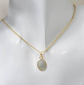 Aqua Calcédoine Pendentif ovale en argent sterling 925 avec pierres précieuses Mars Pierre de naissance Bijoux faits à la main Pendentif élégant Cadeau pour anniversaire - Product Image 2