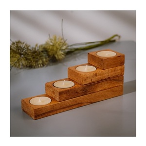 Portavelas de Madera para Velas de Té |   Portavelas, Faroles y Frascos para Velas Hechos a Mano para Decoración del Hogar, Sala de Estar, Dormitorio y Mesa - Product Image 5