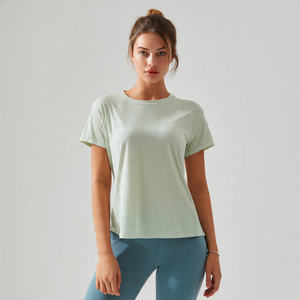 Camiseta de Yoga para Mujer, Ligera, Deportiva, de Manga Corta, Cuello Redondo, para Ejercicio - Product Image 1