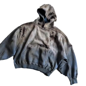 Sudadera con capucha desgastada para hombre de la mejor calidad 100% algodón orgánico temporada de invierno transpirable ropa de calle ecológica con bolsillo - Product Image 6