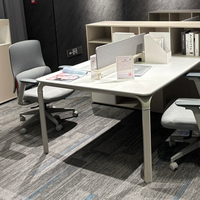 Table de travail de bureau pour 2 personnes avec étagère de rangement et écran