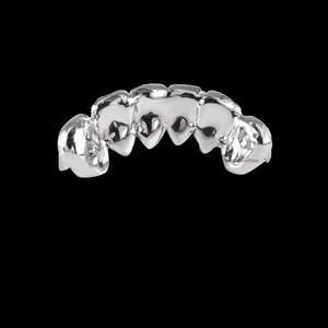 Rejillas Dentales Plateadas Pulidas con Detalles de Diamantes Moissanite para Dientes Superiores e Inferiores, Estilo Minimalista Hip Hop, Acabado Premium - Product Image 2