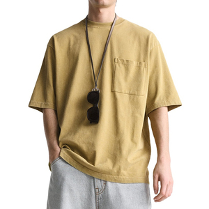 Camiseta extragrande de algodón 100% de alta calidad para hombre, diseño de logotipo personalizado, cuello redondo con hombros caídos en blanco, Camiseta con bolsillo para hombre - Product Image 1