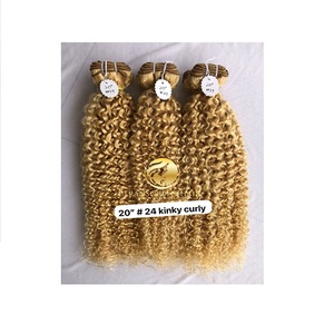 La mejor calidad 20 "#24 Color Kinky Curly Paquete al por mayor Raw Indian Temple Directo de la máquina de La India Cabello humano de doble trama - Product Image 1