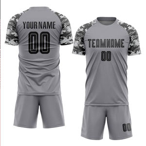 Maillot de football personnalisé gris noir-camo avec transfert thermique, tissu personnalisé, unisexe, adulte, maillot de football à domicile - Product Image 1