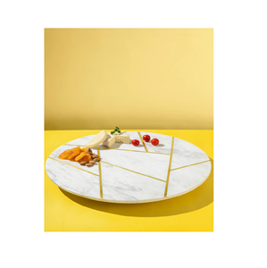 Lazy Susan en marbre et laiton avec cuillère à gâteau Organisateur de cuisine en marbre gris fabriqué à la main Lazy Susan pour la cuisine au meilleur prix - Product Image 6