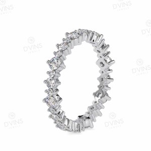 D'VINS JEWELS 14KT Gold Wedding Band Unique Full Eternity Bridal Band Natural Diamond Classic Style for Anniversaries Parties - Product Image 2