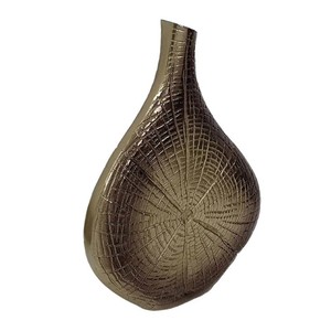 Jarrón de aluminio Percy hecho a mano para el hogar en forma de lágrima dorada y marrón con diseño único para decoración del hogar, jarrón pequeño de Metal - Product Image 1