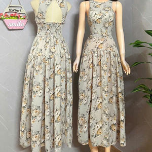 Robe élégante pour femmes à col et manches courtes, alliant parfaitement élégance, confort, décontracté et formel pour divers événements, maxi en soie - Product Image 6