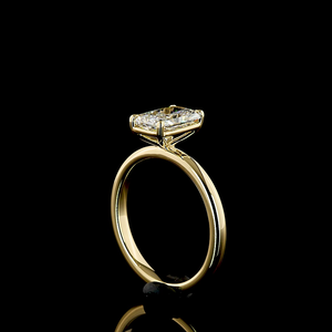 Bague de fiançailles solitaire en or jaune 14 carats, 1,40 ct, taille radiant, bijoux de mariée de luxe faits à la main - Product Image 1