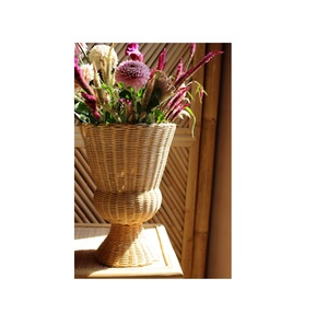 Macetas grandes de ratán hechas a mano de bambú de Metal más vendidas, macetas para interiores y exteriores, macetas altas para jardín, cesta de ratán - Product Image 1