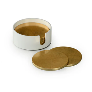 Handmade luxury gold leaf round <b>coasters</b> for drinks with holder decorative <b>table</b> top for party bar restaurant from Vietnam - Product Image 1