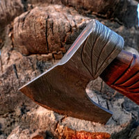 Hache en acier de Damas de collection avec lame gravée à la main et emballage prêt à offrir |   Matériaux de haute qualité 100% fabriqués pour la meilleure hache
