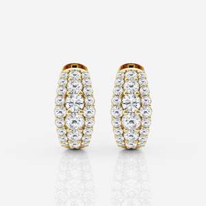 ต่างหูห่วงสามแถวประดับเพชรโมอิสซาไนต์ทรงกลมทอง 14K - Product Image 5
