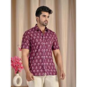 Chemise à manches courtes pour homme, imprimé floral, coton respirant, popeline et satin, taille XL, offre ODM - Product Image 5