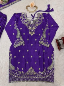 FATEMA FASHION ผู้จัดจำหน่ายจากอินเดีย ออกแบบอย่างหรูหรา สวยงาม ชุดแฟชั่นดีไซเนอร์ ผ้าไหมชิโนน ชารารา ปาลาซโซ ซัลวาร์ คามีซ ปักลาย - Product Image 3